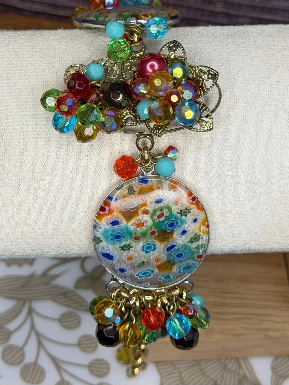 Venetian Millefiori Murano Glass Cluster Bracelet